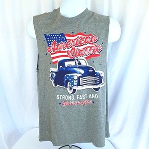 American Classic Men's Graphic Sleeveless Tee Shirt-Gray Size Medium 38-40
